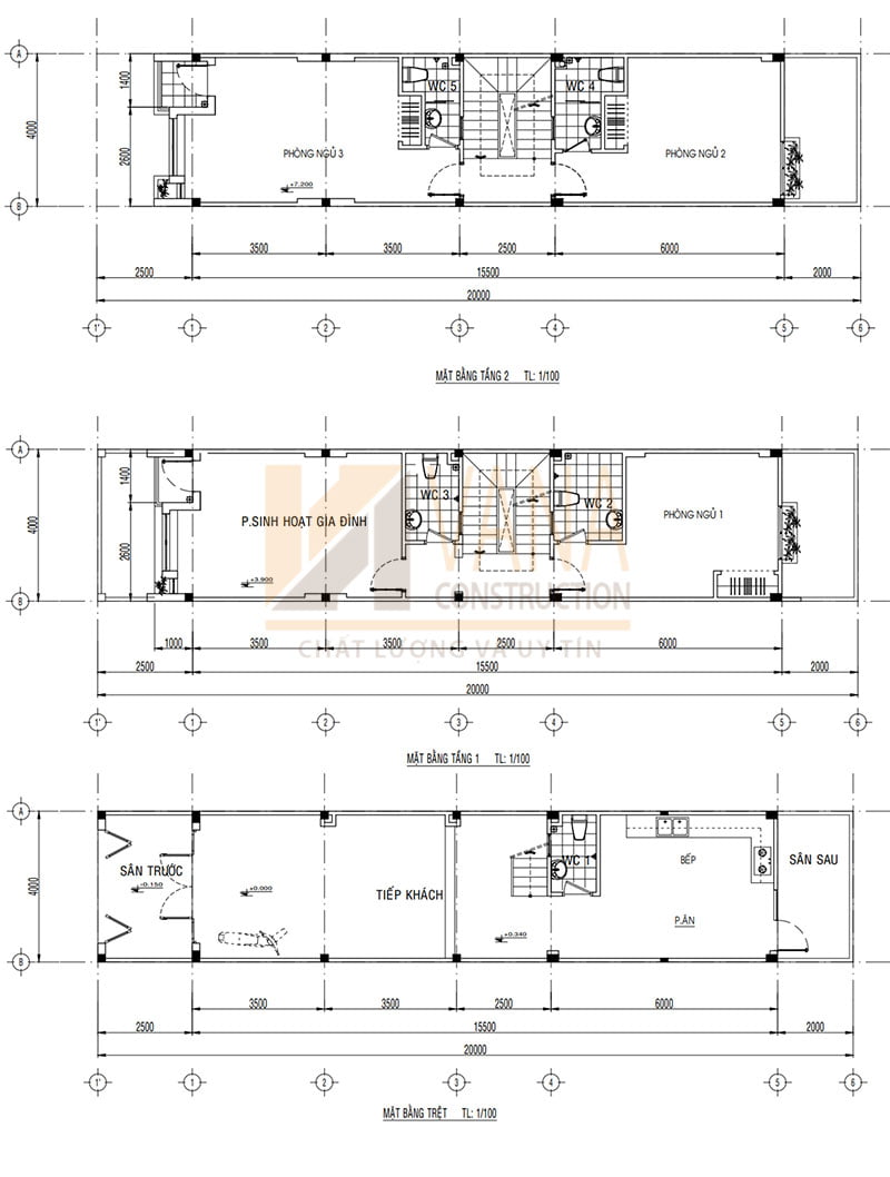 Mặt bằng nhà phố báo giá xây dựng