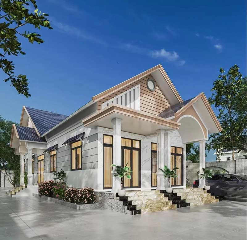 Mẫu biệt thự 1 tầng mái thái