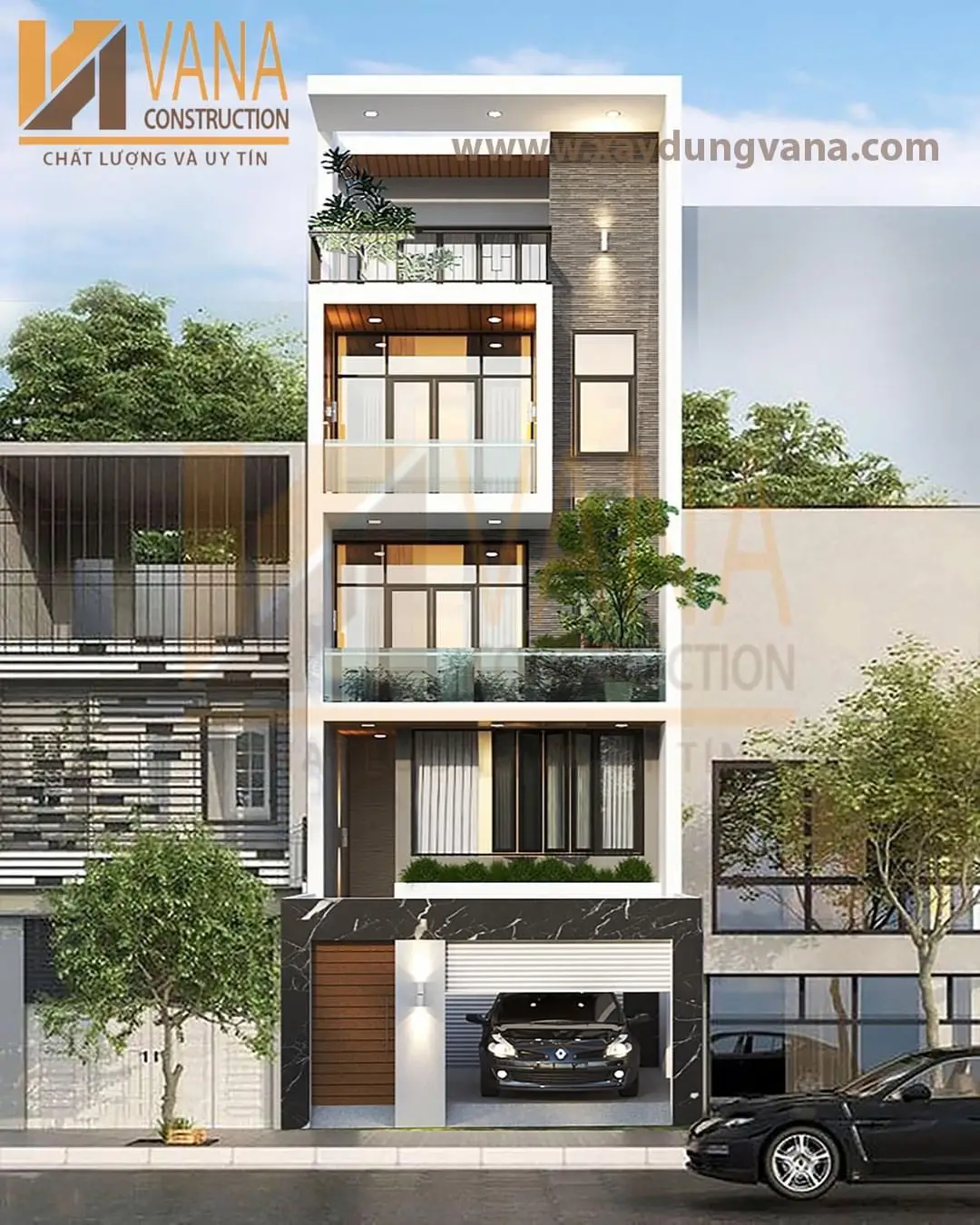 Mẫu nhà phố mặt tiền 5m